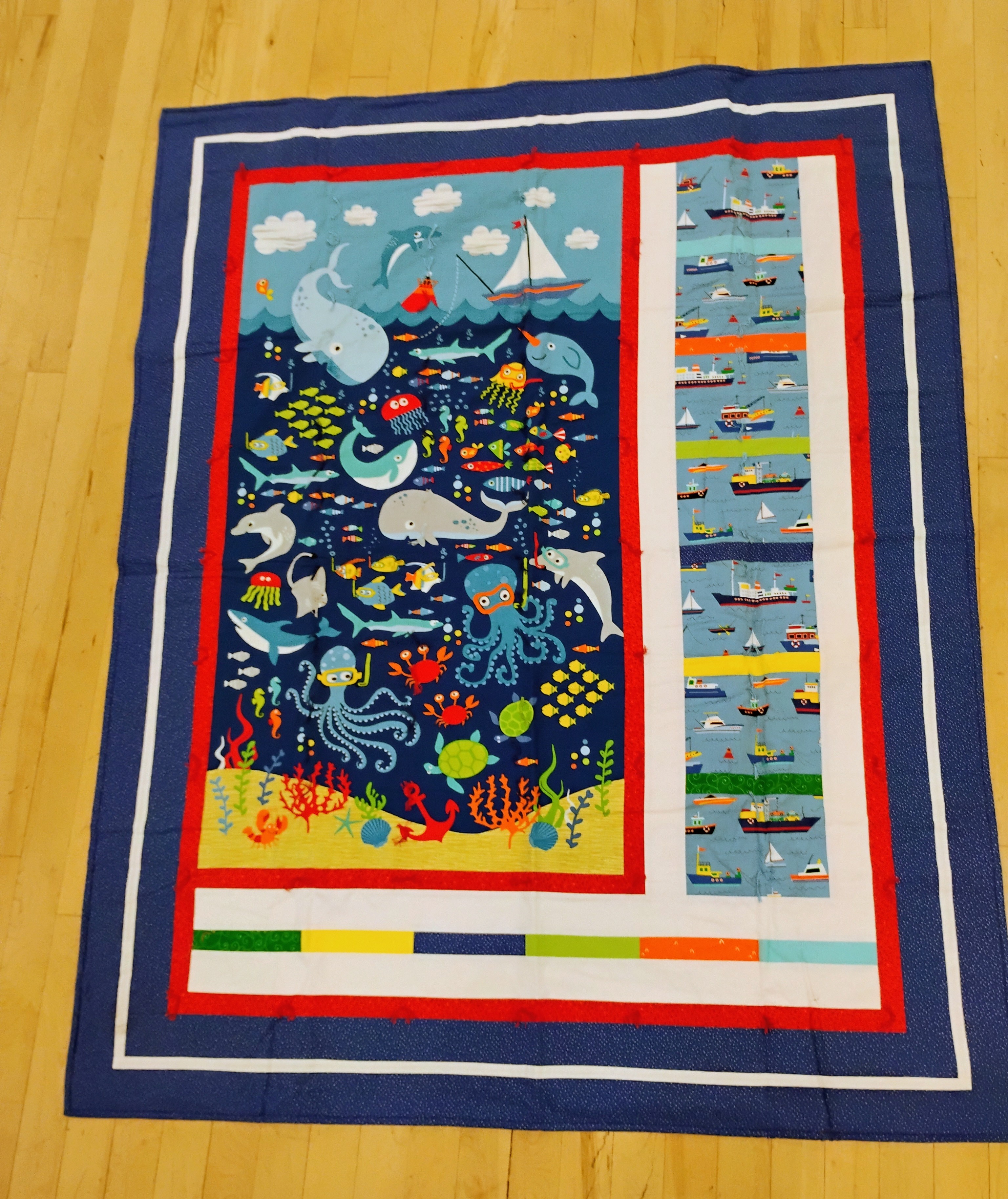 Quilt "Sealife and Boats"
